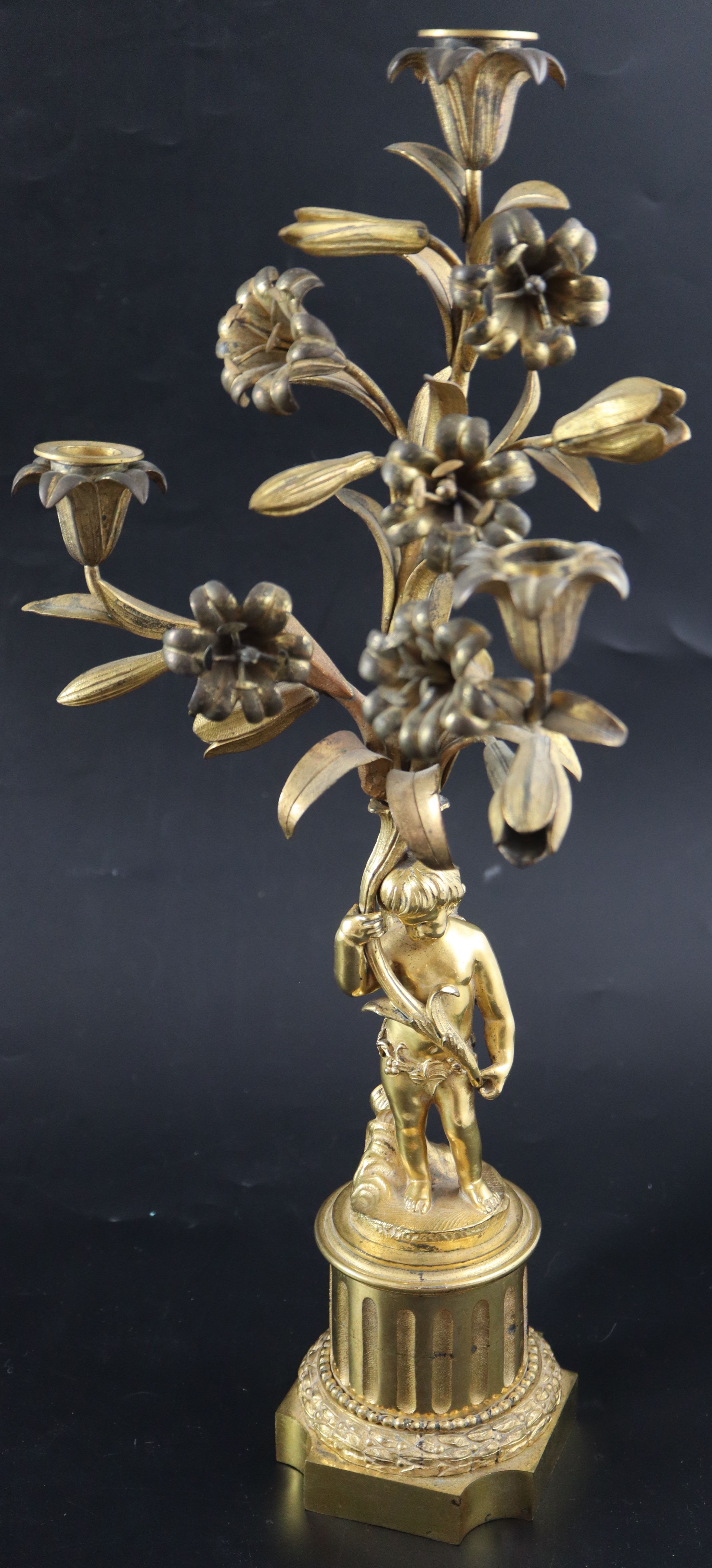 A pair of 19th century French ormolu candelabra, height 47cm